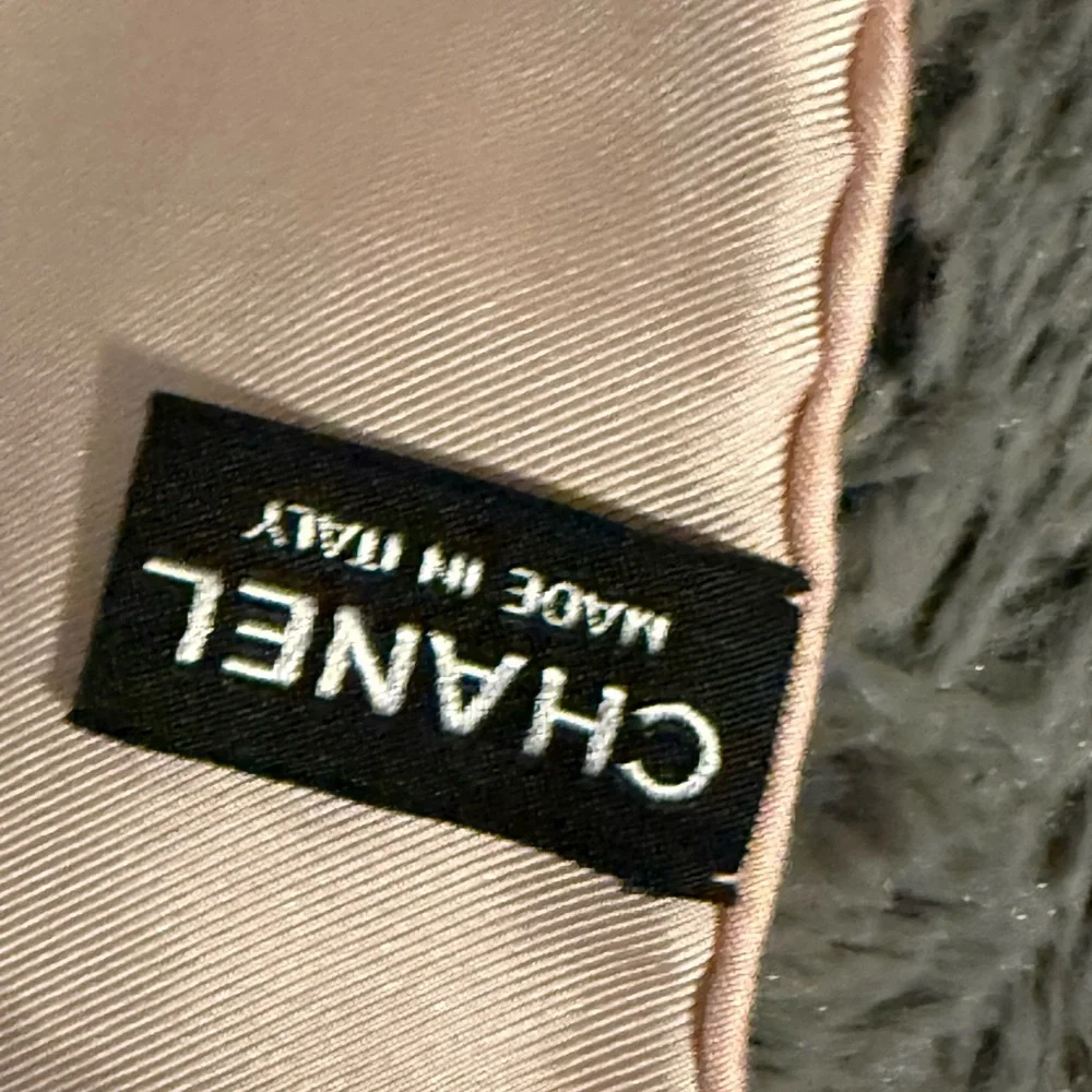 CHANEL Pink and Blue Logo Print Silk Scarf